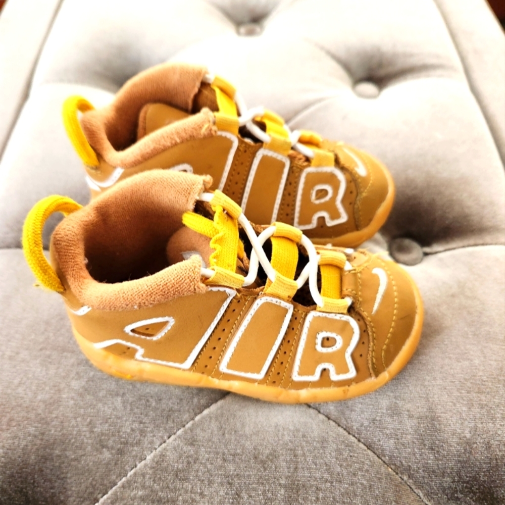 Slightly used Nike Air More Uptempo 'Wheat' kids size 7c